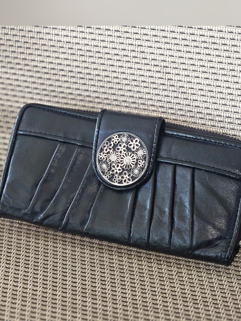 BRIGHTON WALLET, BLACK LEATHER WALLET, BRIGGTON BLACK LEATHER WALLET, Womens
